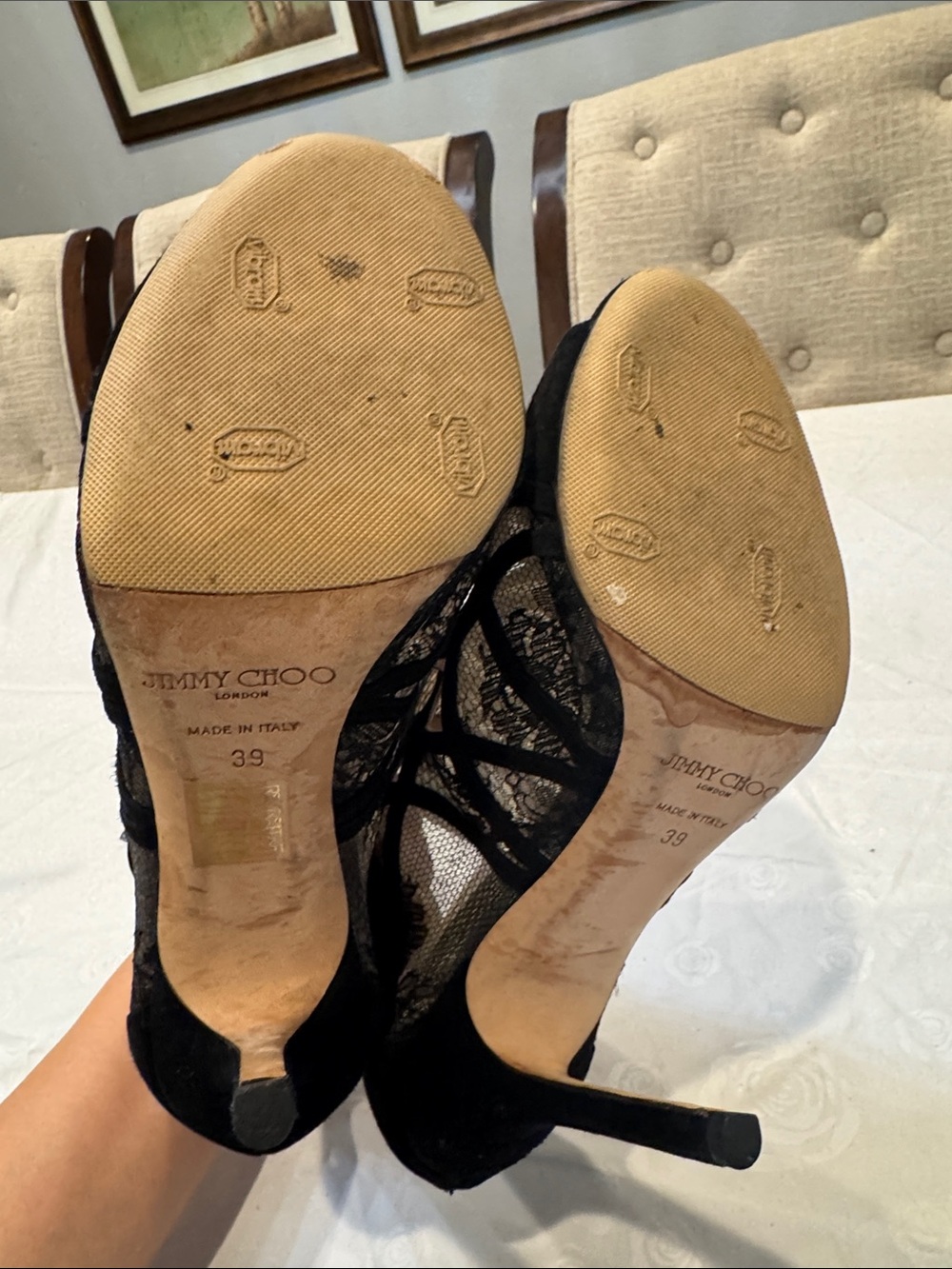 Authentic Jimmy Choo Lace Cutout High Heel Booties - Picture 8 of 12